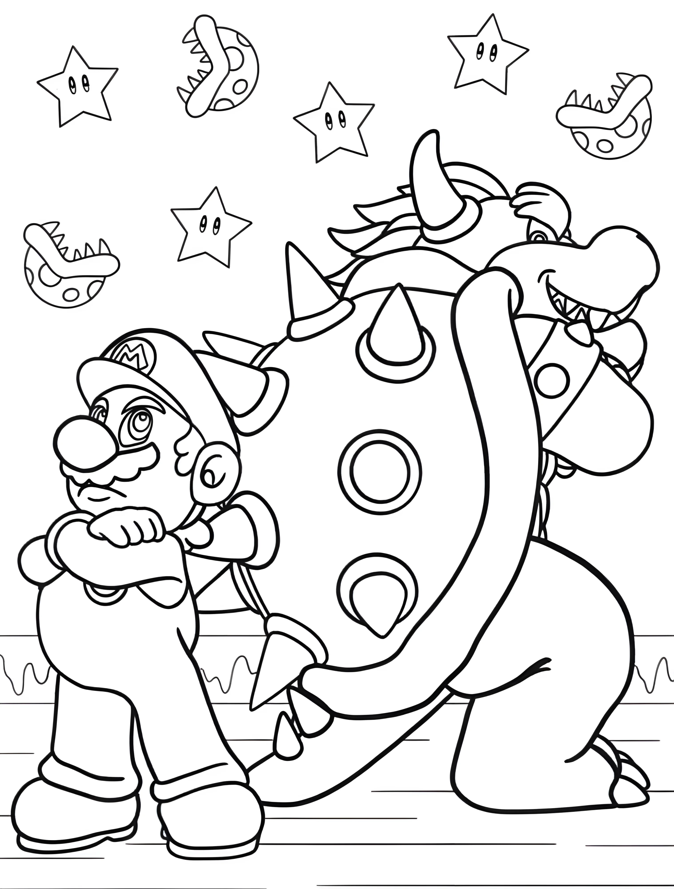 Марио и Боузер для детей №6130. Раскраски из игр. Боузер (Bowser).