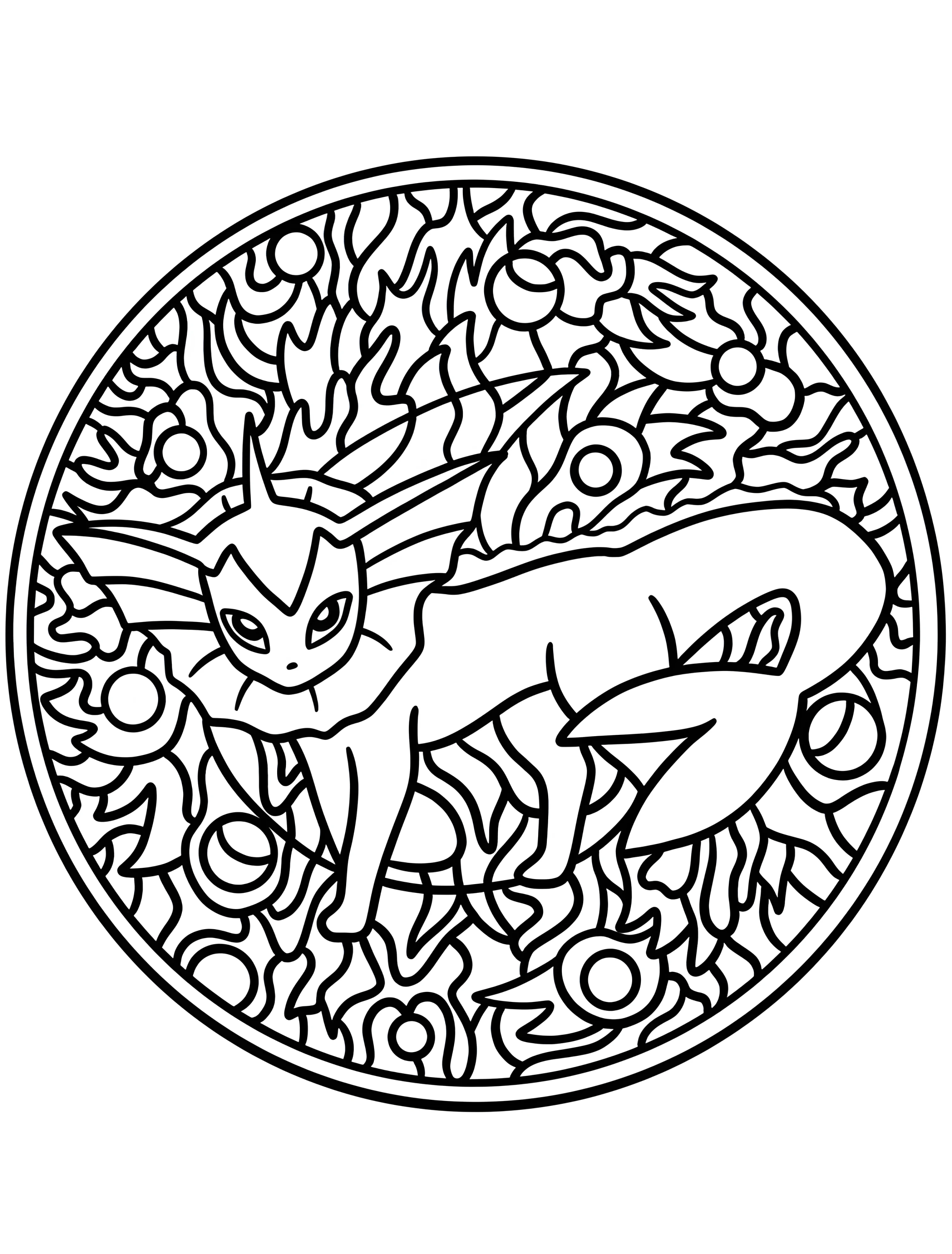 Забавный Vaporeon в стиле мандалы для детей №7433. Раскраски из игр. Покемон (Pokemon).