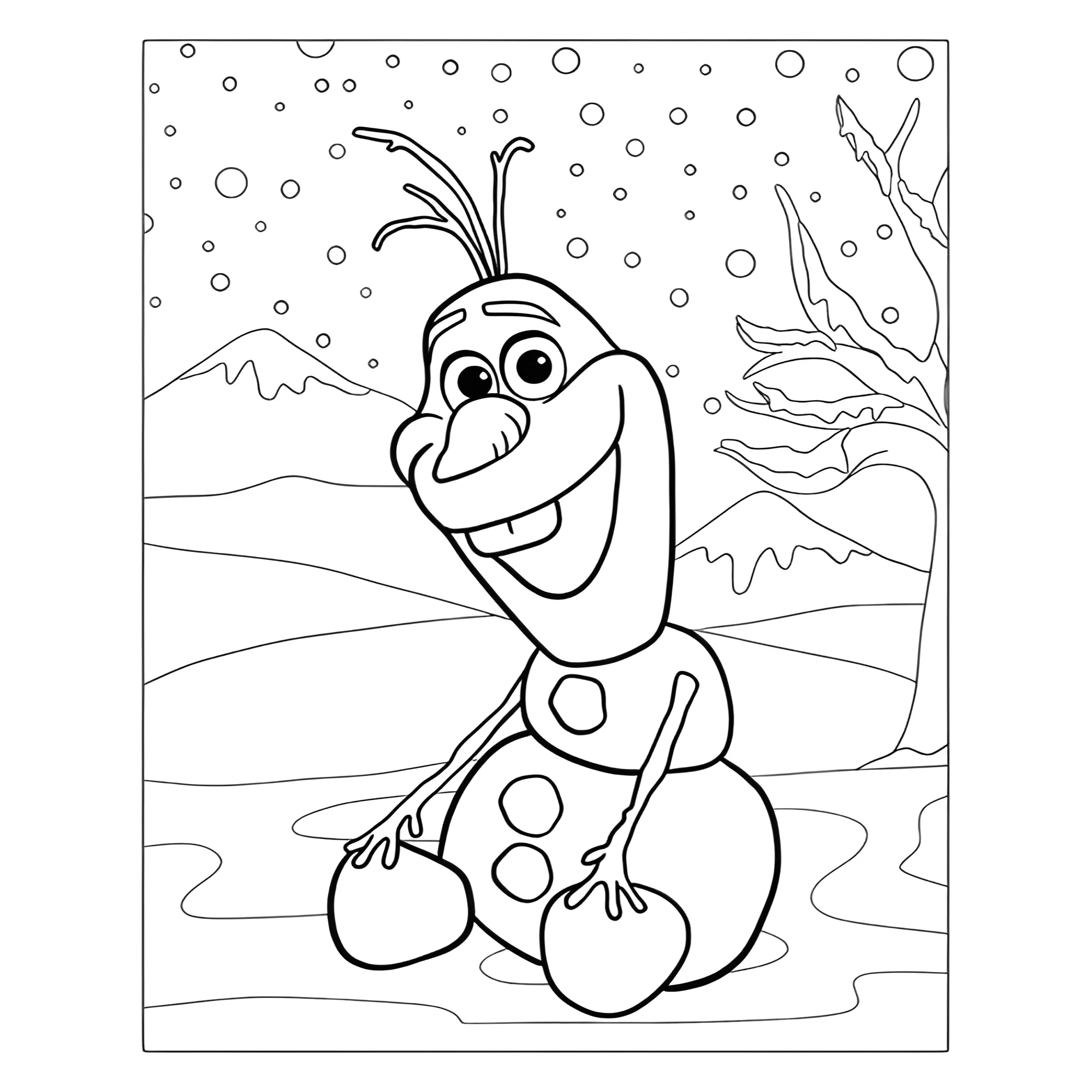 Улыбчивый Олаф №14230. Праздничные и сезонные раскраски. Зима.