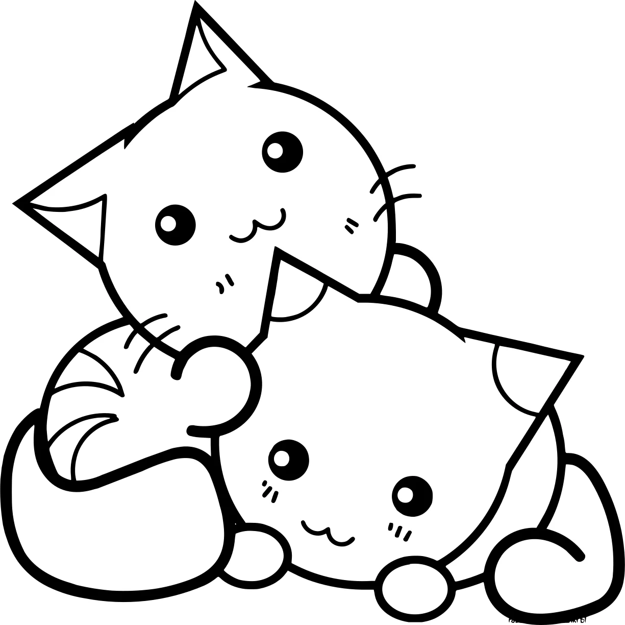 Котики для срисовки черно-белые №17761. Раскраски животные (весь животный мир). Милые котики.