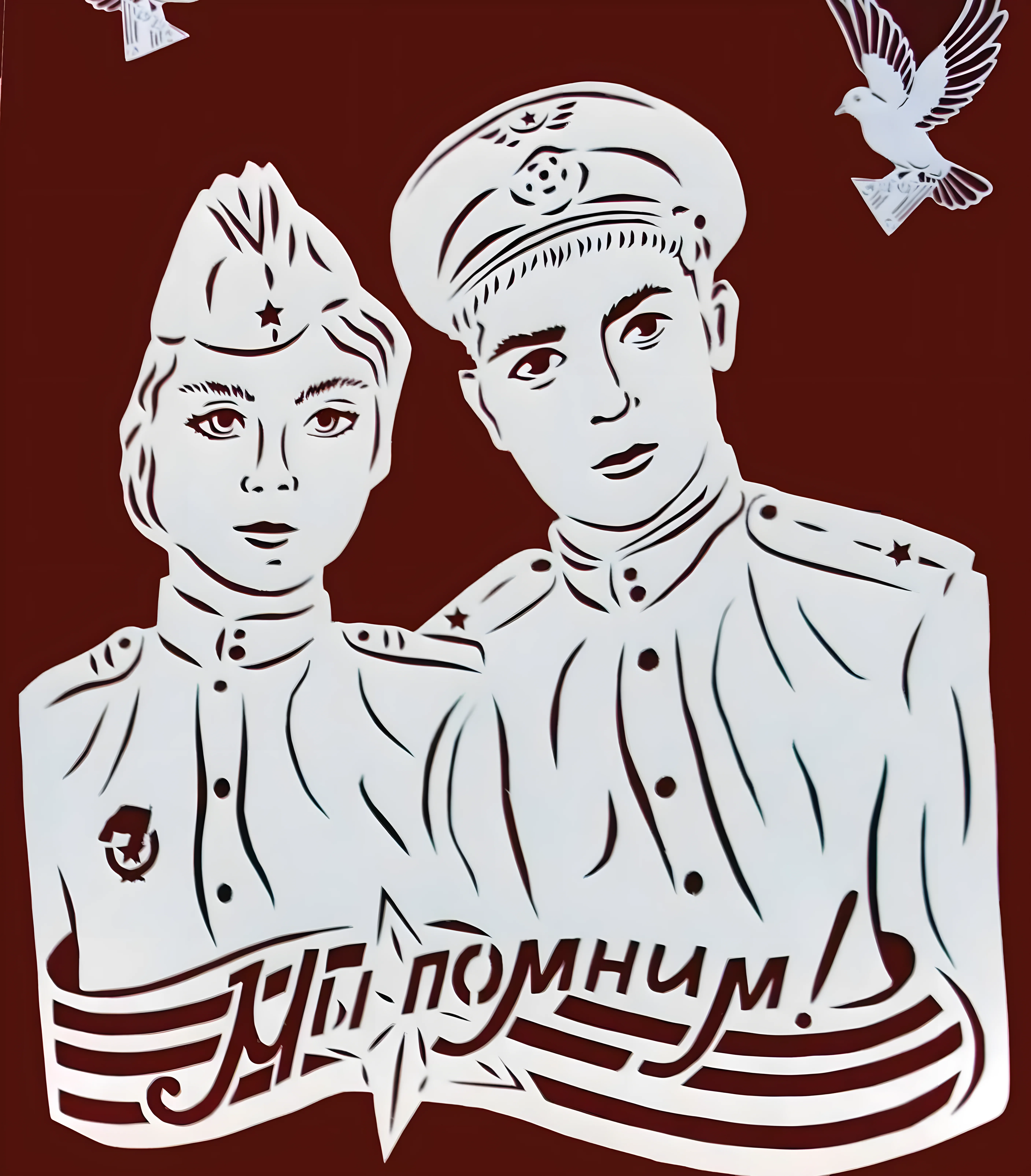 Вытканка на 9 мая солдат №3305. Шаблоны и вытынанки. Весенние вытынанки на 9 мая
.