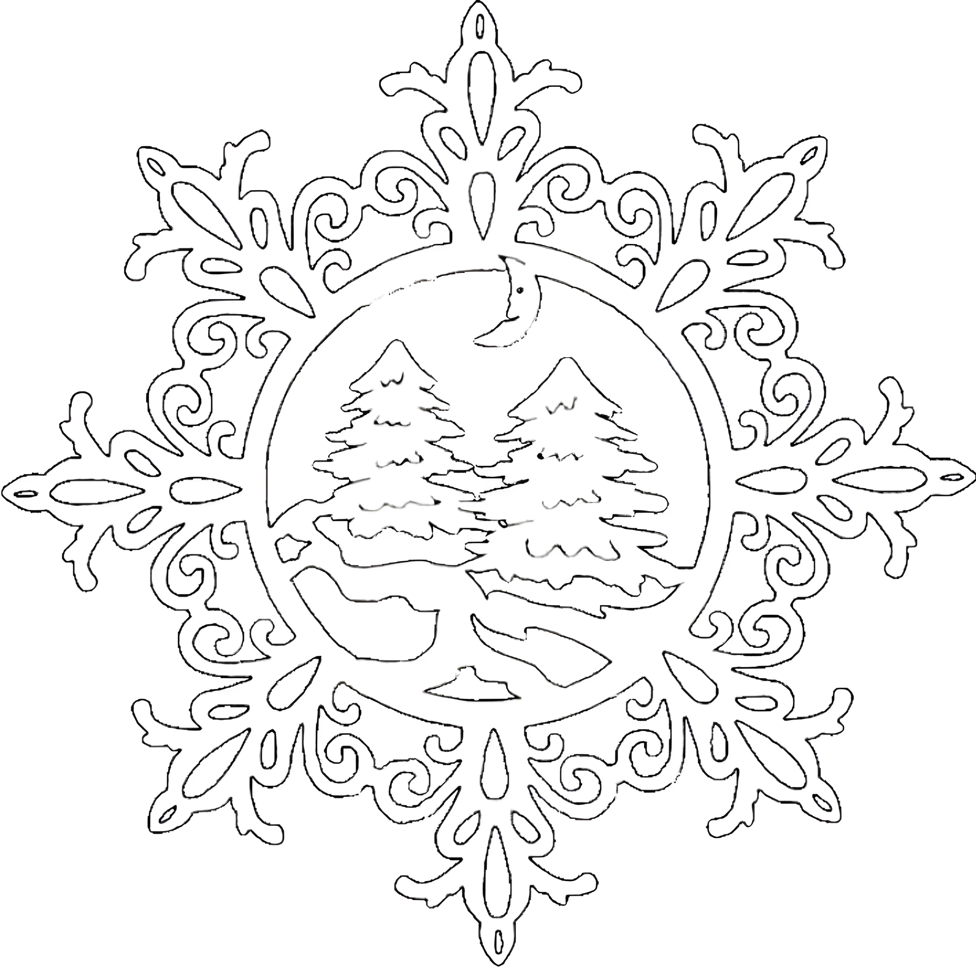 Сложные новогодние вытанки №2267. Шаблоны и вытынанки. Большие вытынанки снежинок
.