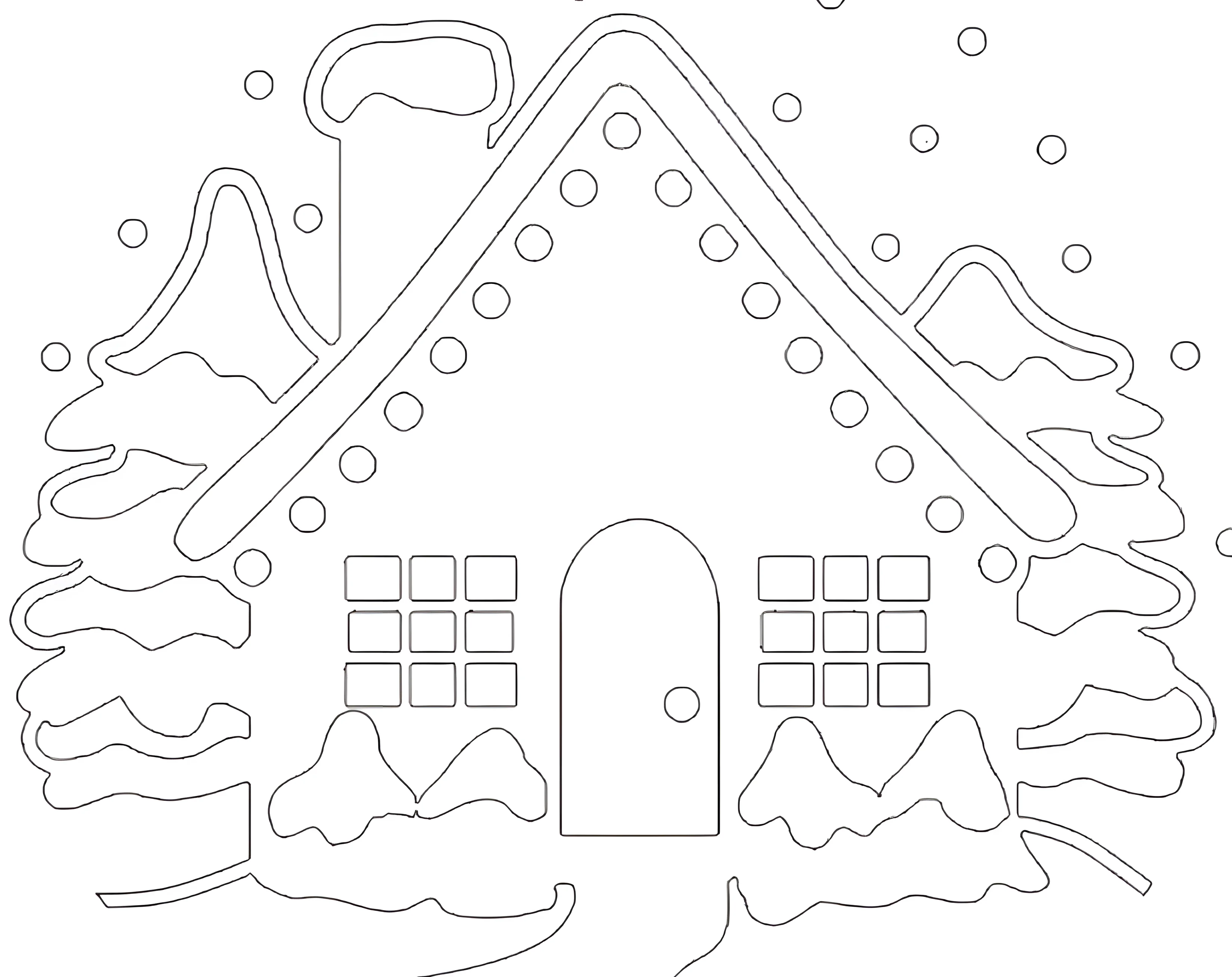 Вытынанка домики зимние №8787. Шаблоны и вытынанки. Зимние вытынанки.