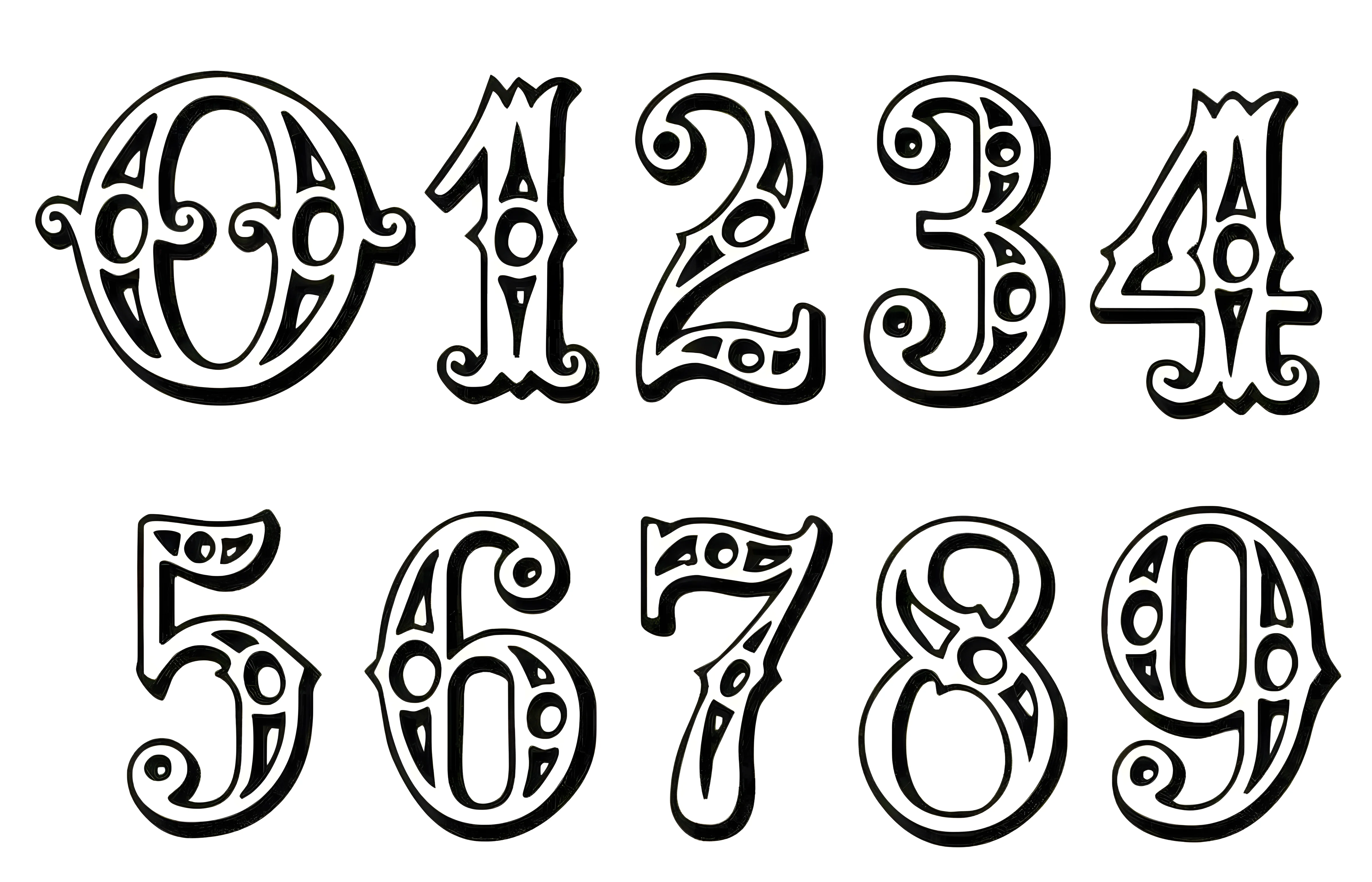 Красивые узоры на окна №6168. Шаблоны и вытынанки. Цифры, вытынанки с цифрами.