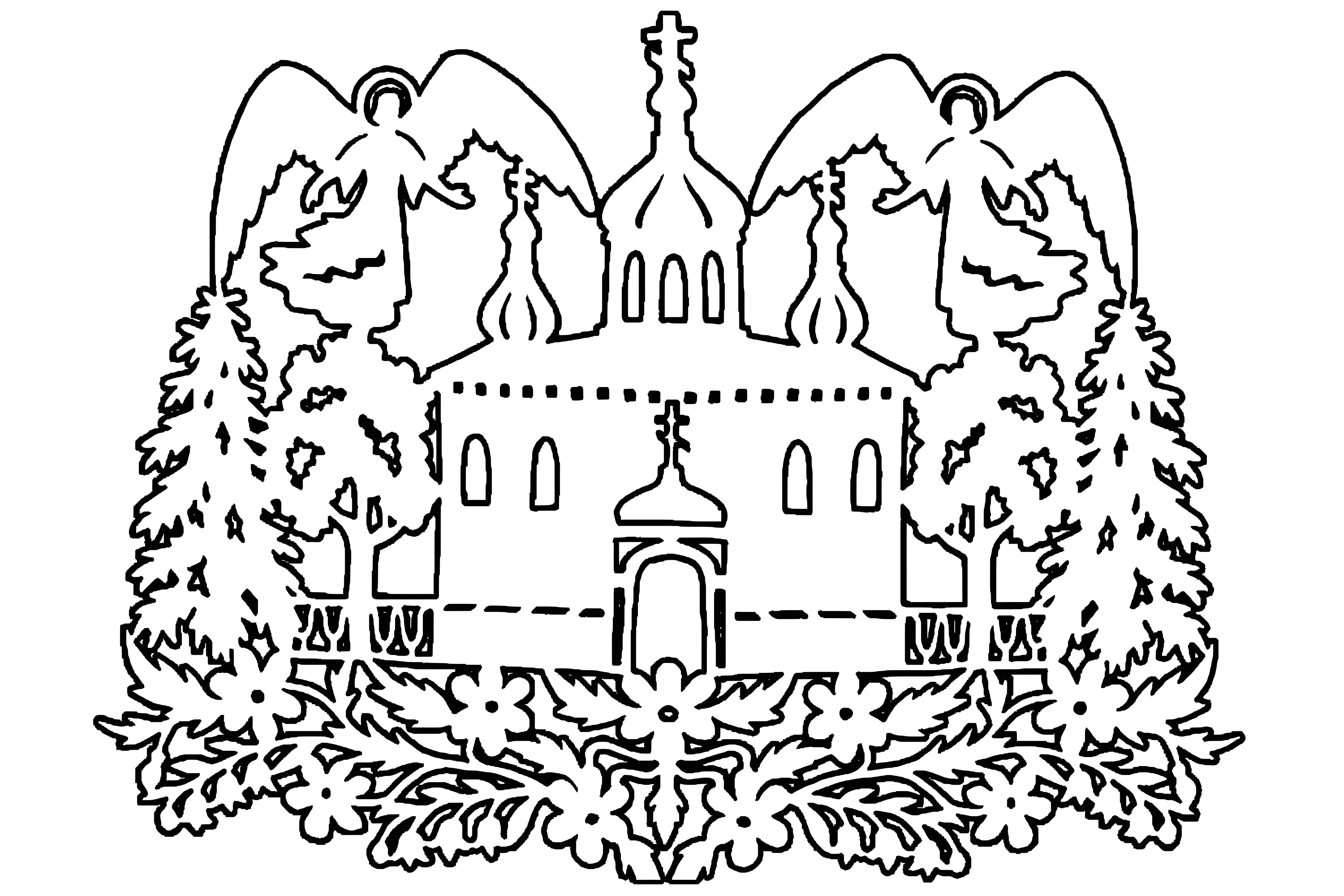 Вытынанка Церковь №3549. Шаблоны и вытынанки. Рождество, рождественские вытынанки на рождество.